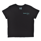 Black t-shirt with 'Santa Cruz California' text on a white background