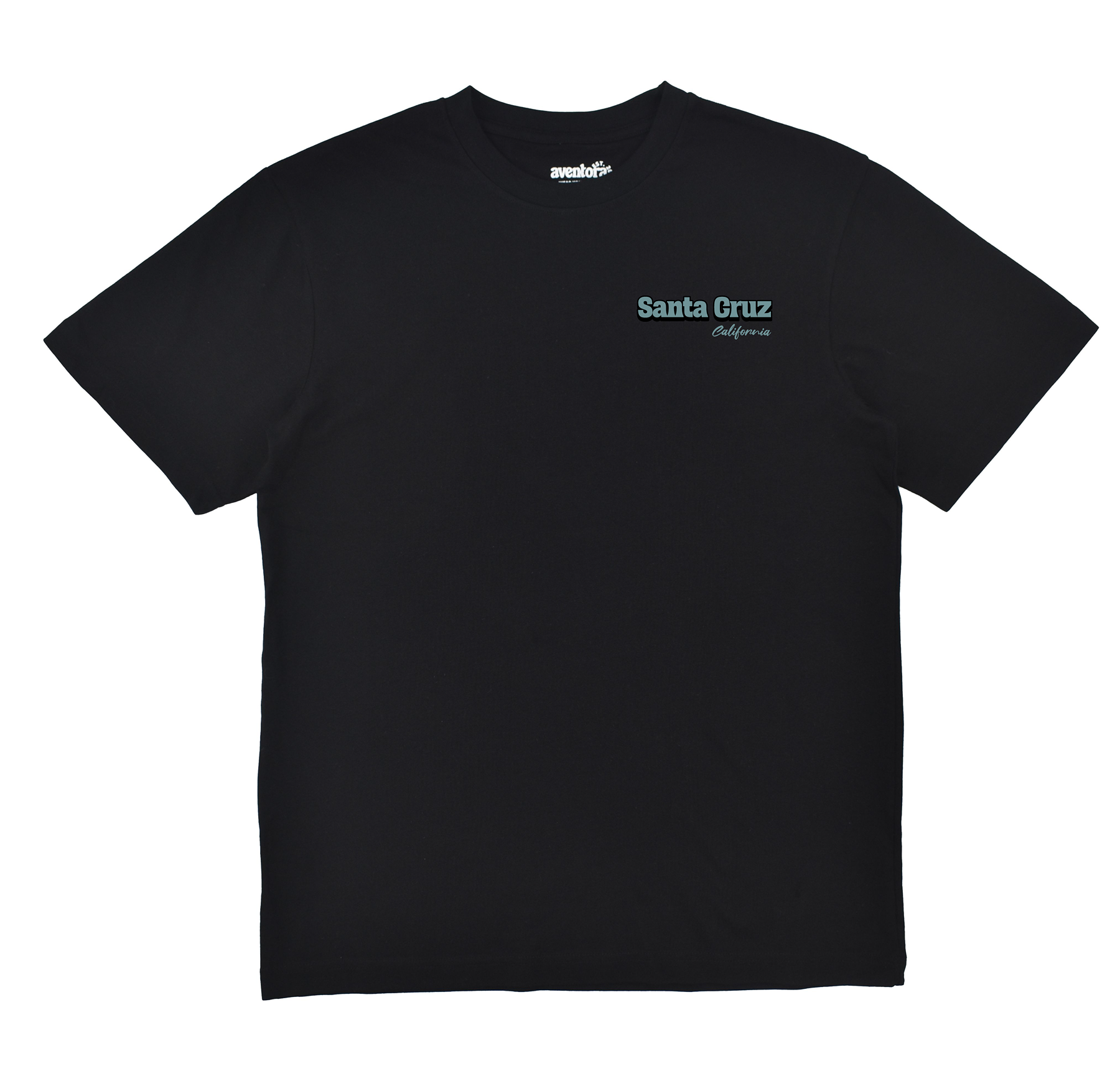 Black t-shirt with 'Santa Cruz' logo on a white background