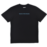 Black t-shirt with 'Desert of His Dreams' text on a white background