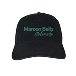Black cap with 'Maroon Bells Colorado' text on a white background