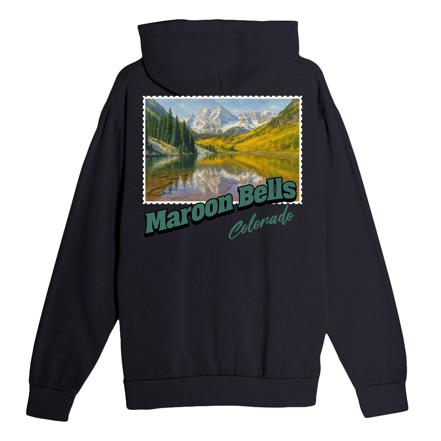 Maroon Bells Colorado Stamp Hoodie
