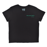 Black t-shirt with 'Maroon Bells' text on a white background