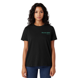 Person wearing a black t-shirt with 'Maroon Bells' logo on a white background
