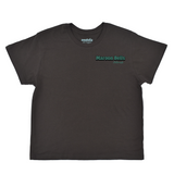 Black t-shirt with 'Maroon Bells' logo on a white background