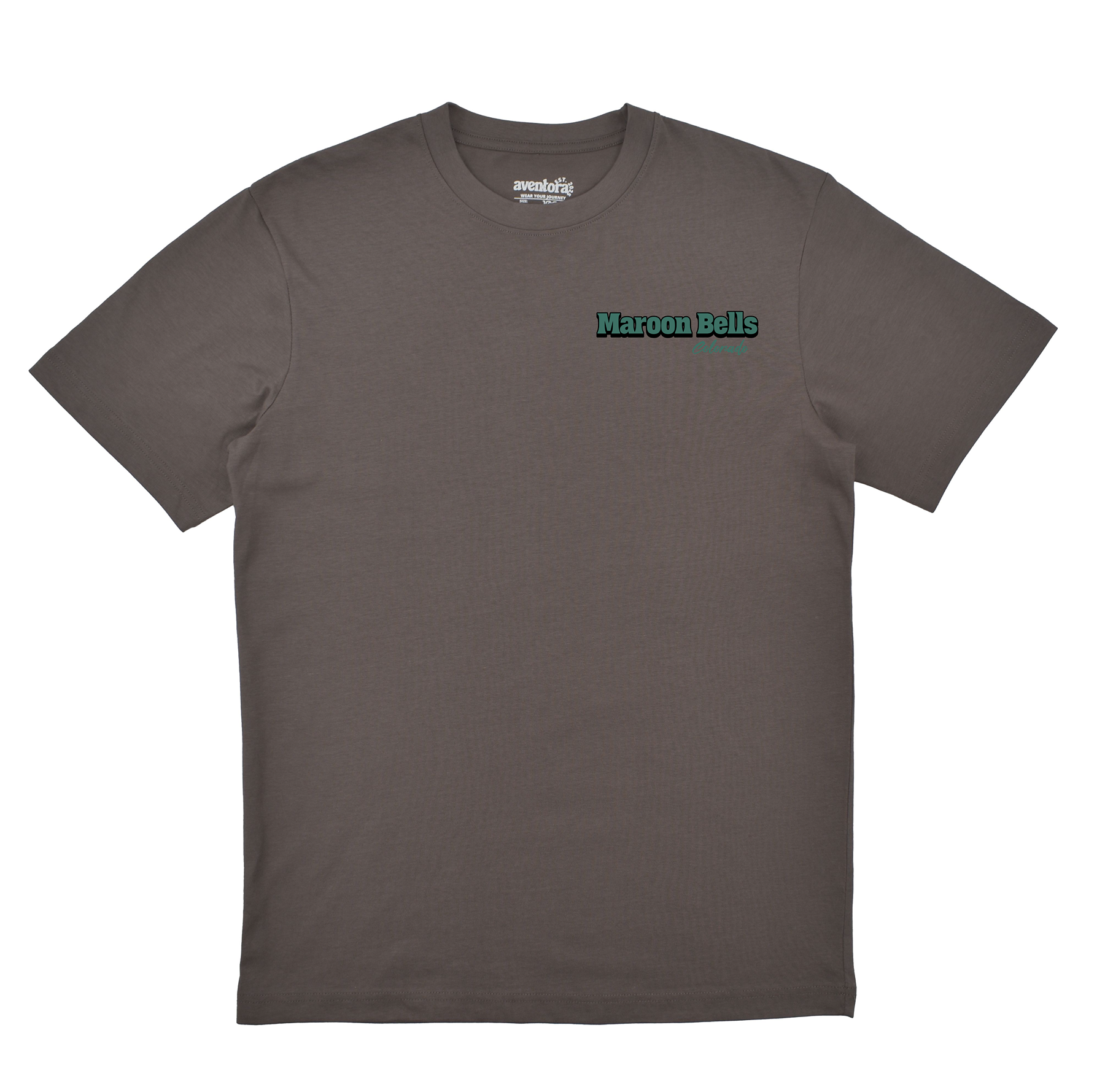 Gray t-shirt with 'Maroon Bells' logo on a white background