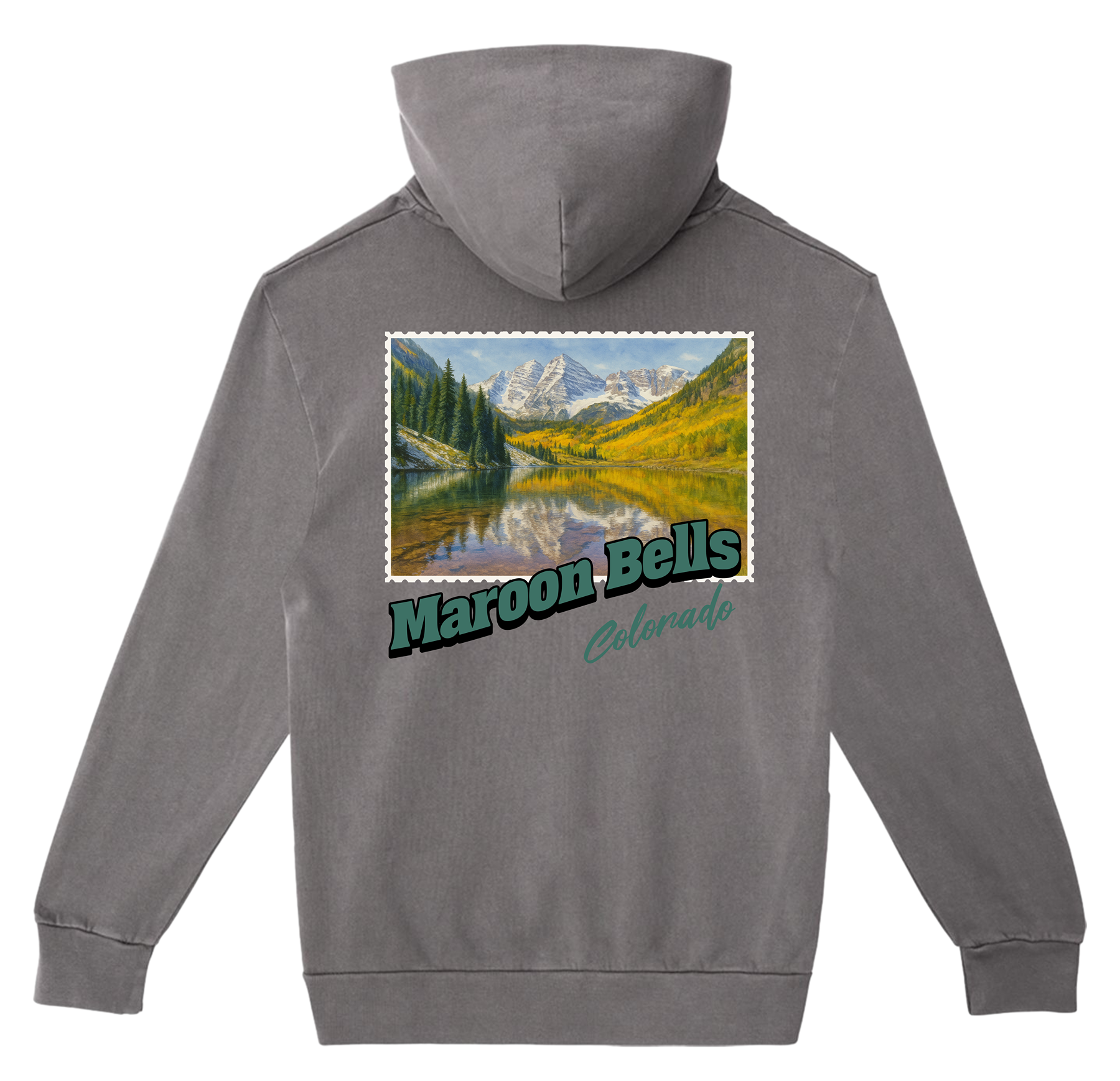 Maroon Bells Colorado Stamp Hoodie