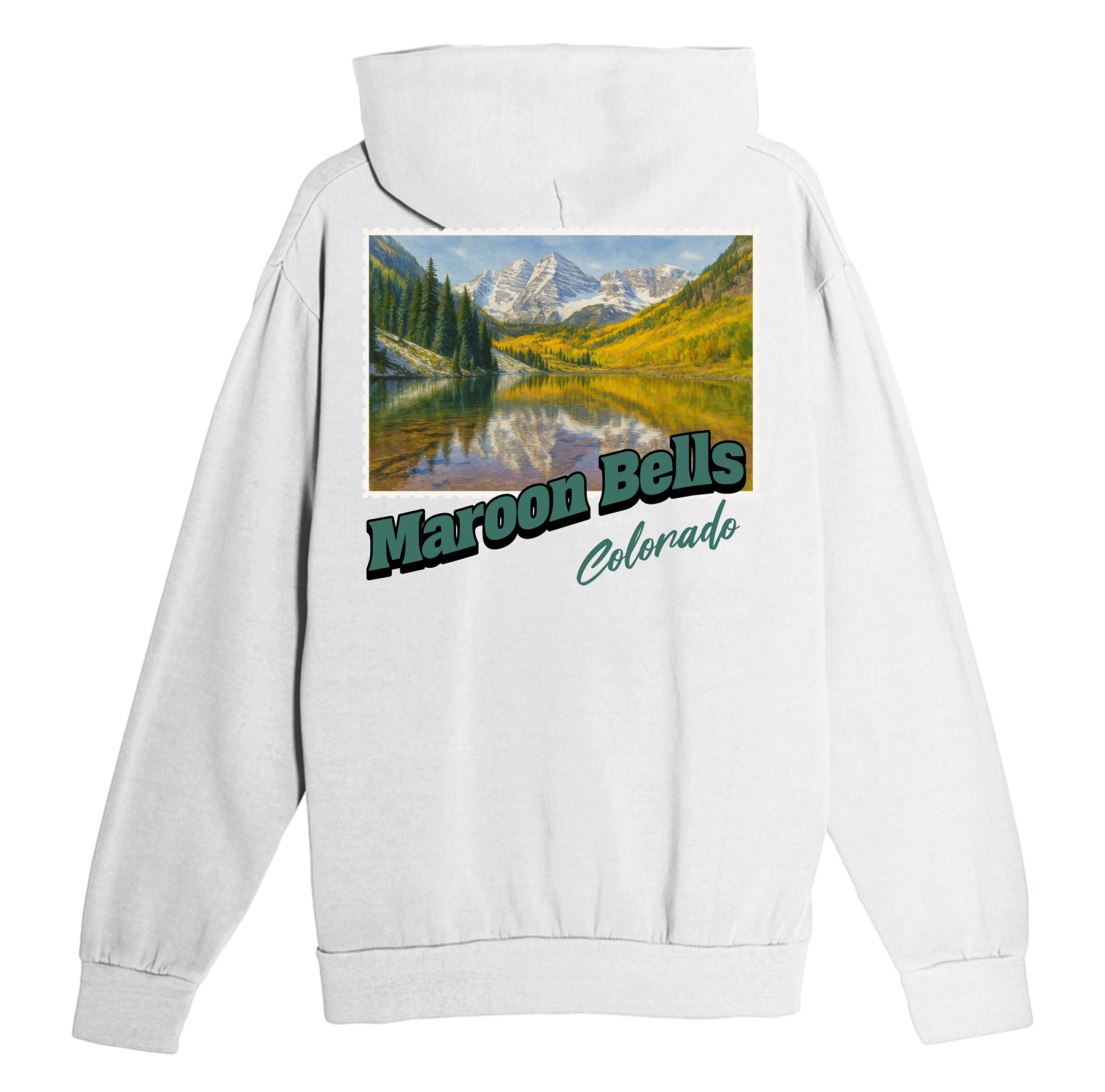 Maroon Bells Colorado Stamp Hoodie