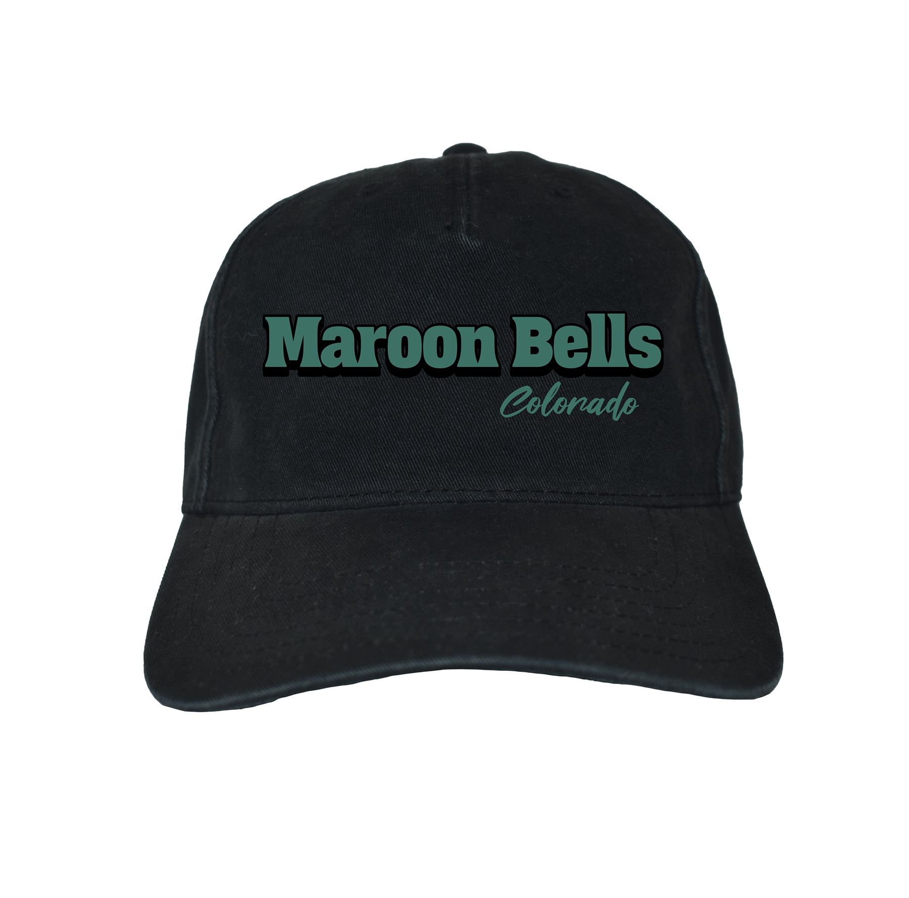 Black cap with 'Maroon Bells Colorado' text on a white background
