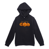 Black hoodie with Halloween-themed design on a white background