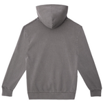 Gray hoodie shown from the back on a white background