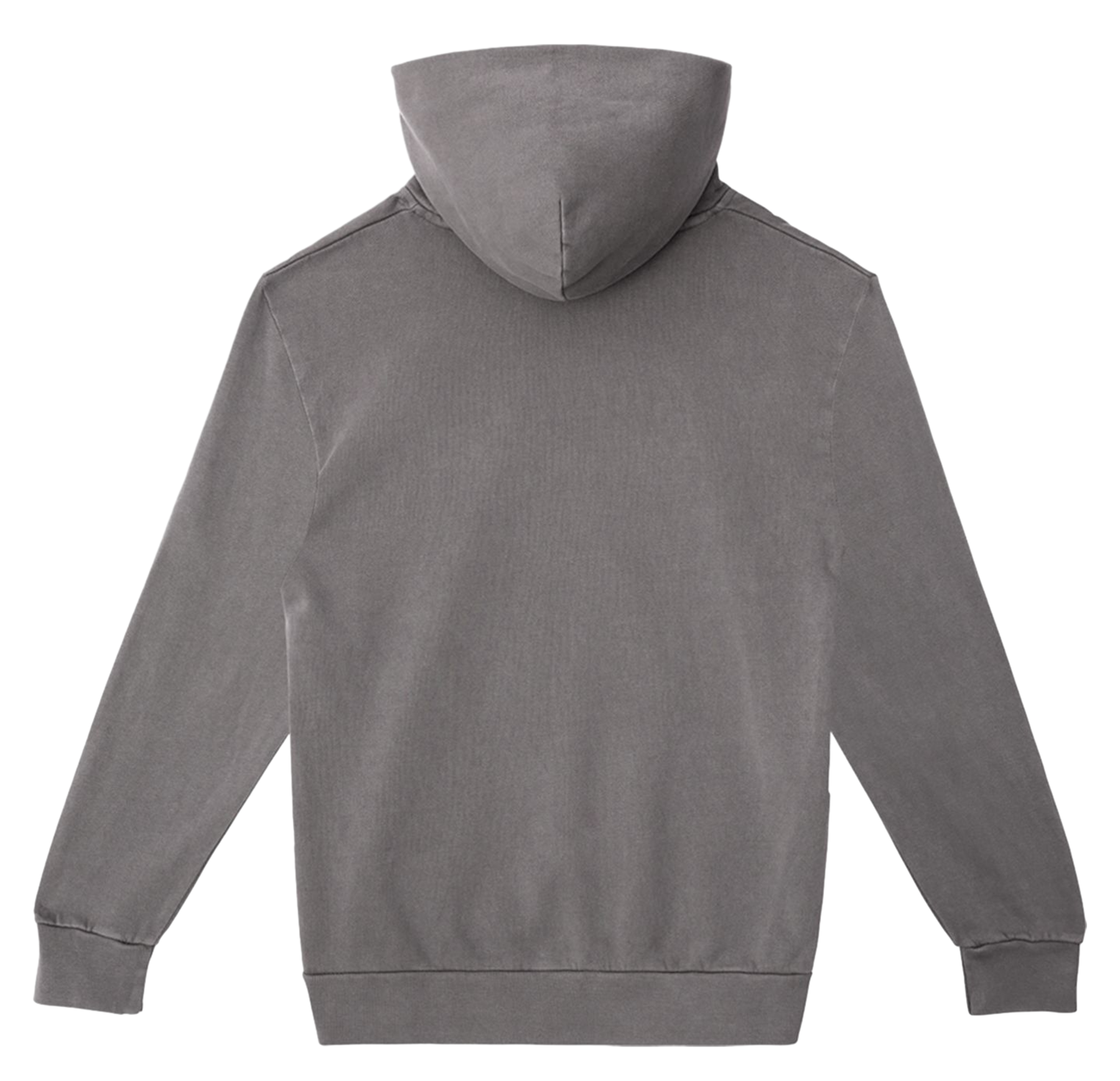 Gray hoodie shown from the back on a white background