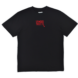 Black t-shirt with red 'VAMPYR' logo on a white background