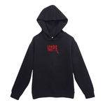 Black hoodie with red 'VAMPYR' text on a white background