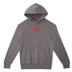 Gray hoodie with red 'VAMPIR' logo on a white background
