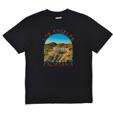 Black t-shirt with 'Los Angeles California' and Hollywood sign graphic on a white background