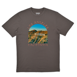Gray t-shirt with a Hollywood Hills graphic and text on a white background