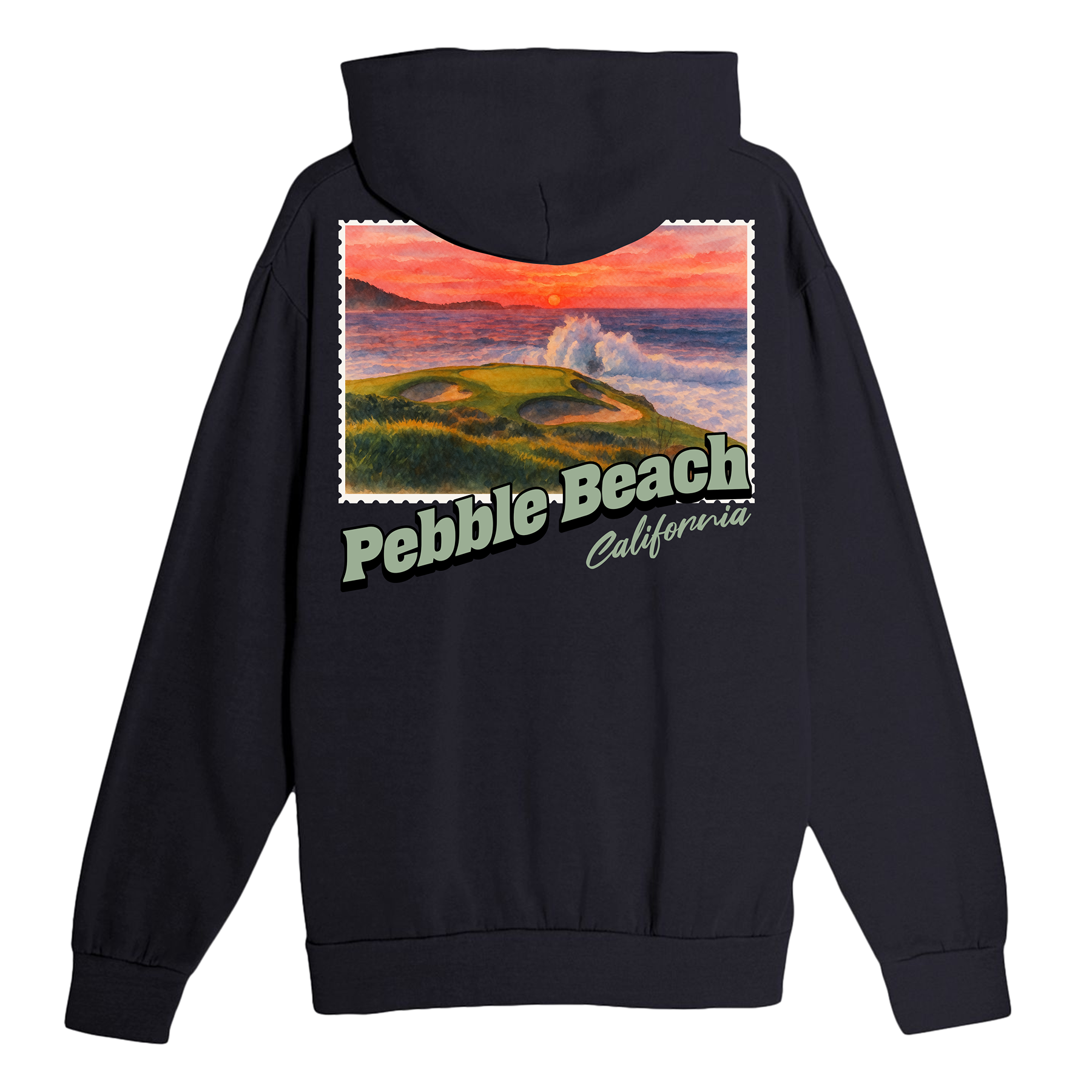 Pebble Beach California Stamp Hoodie
