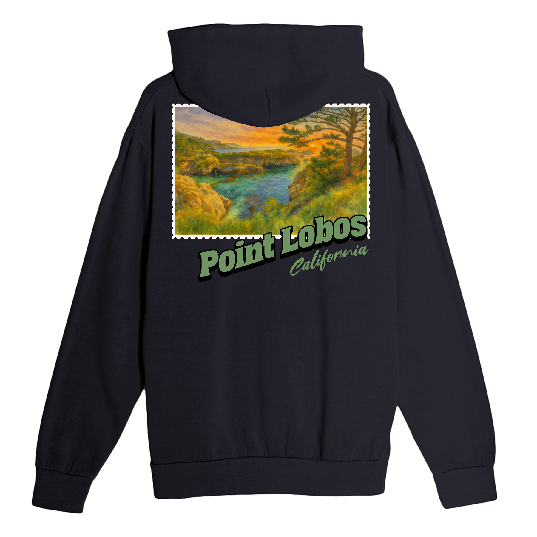 Point Lobos California Stamp Hoodie