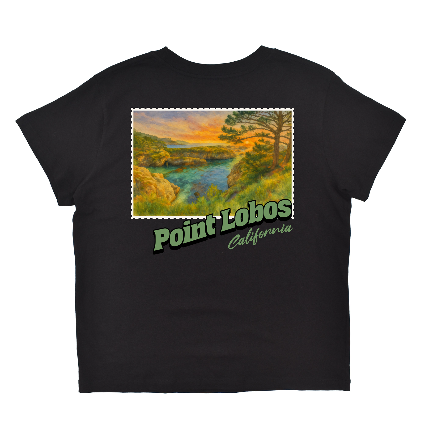 Point Lobos California Stamp Boyfriend Tee