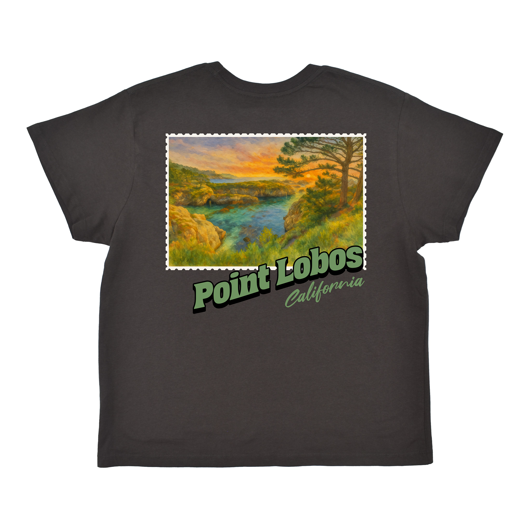 Point Lobos California Stamp Boyfriend Tee