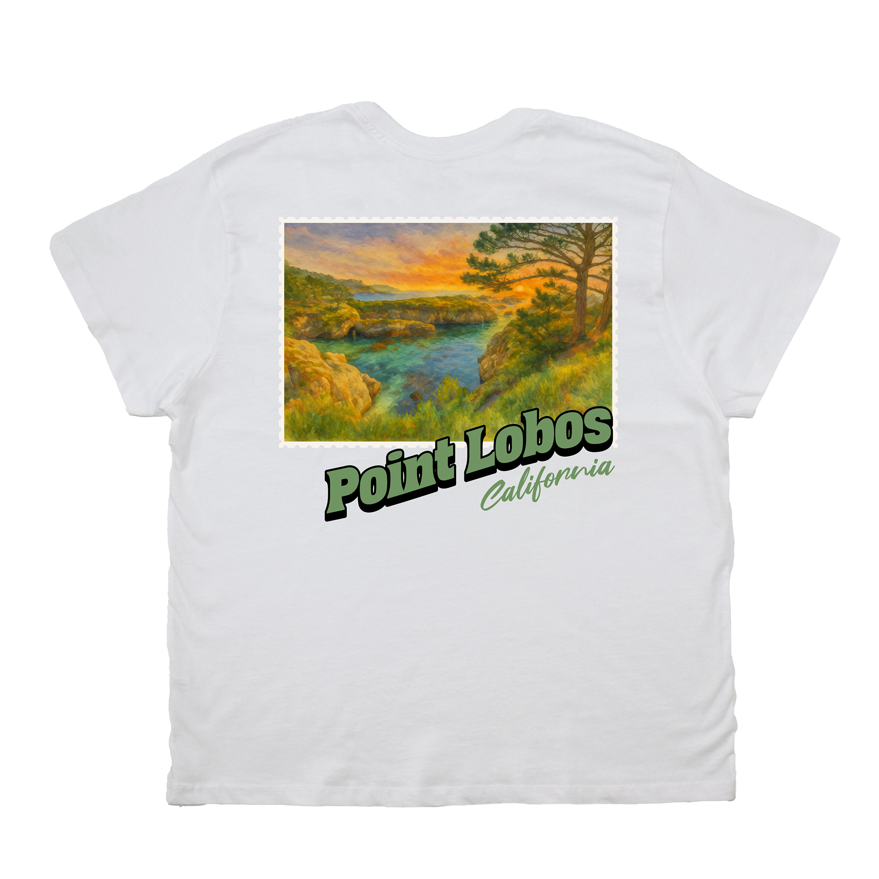 Point Lobos California Stamp Boyfriend Tee