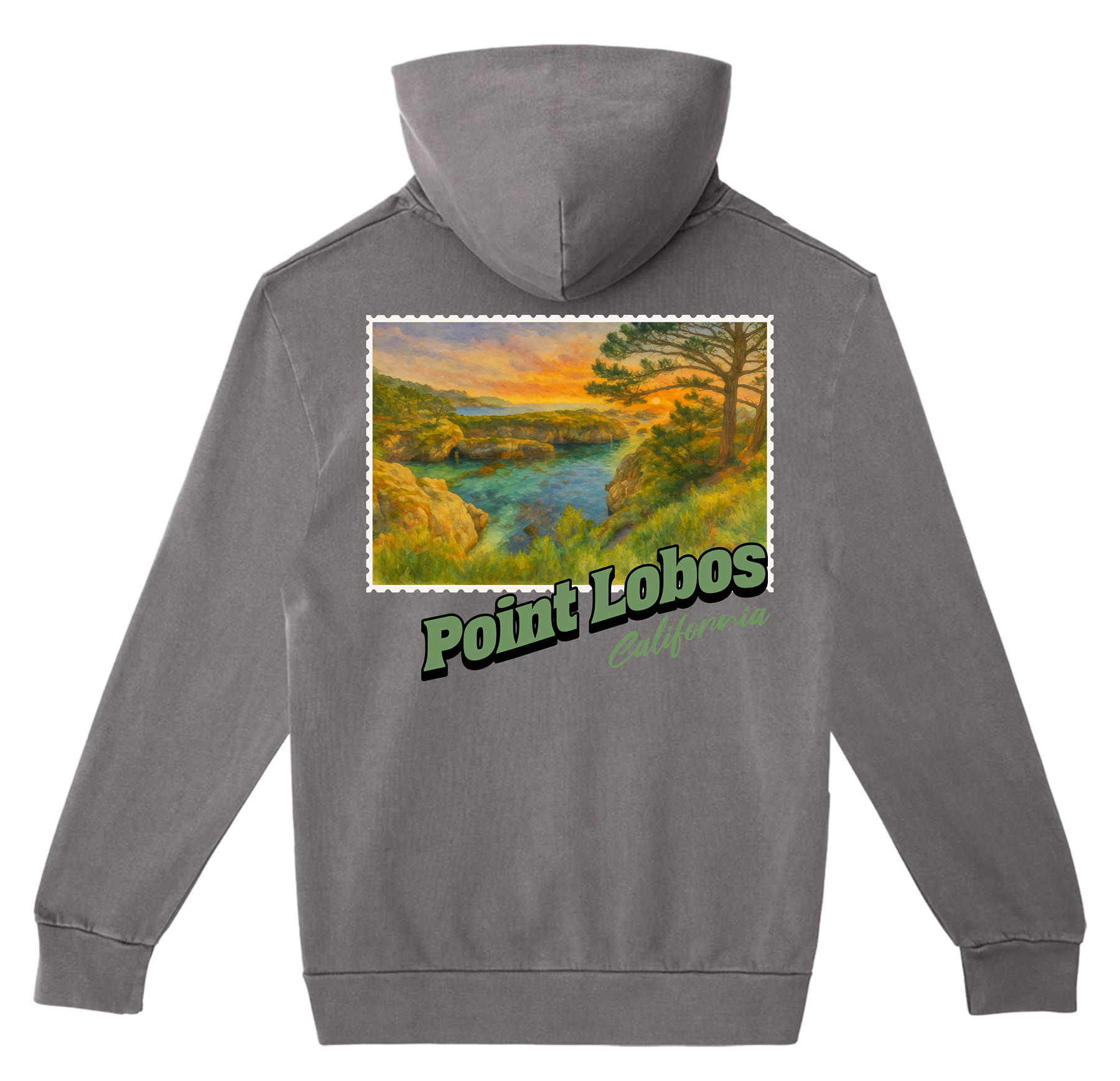 Point Lobos California Stamp Hoodie