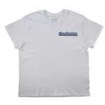 White t-shirt with 'Charleston' printed on a white background