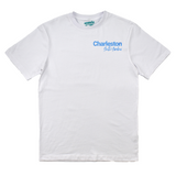 White t-shirt with 'Charleston, South Carolina' text on a white background