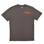 Gray t-shirt with 'Charleston' text on a white background