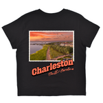 Black t-shirt with a scenic print and 'Charleston South Carolina' text on a white background