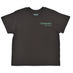 Black t-shirt with 'Charleston South Carolina' text on a white background