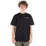 Person wearing a black t-shirt with 'Charleston' text on a white background