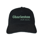 Black cap with 'Charleston South Carolina' text on a white background