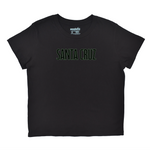 Black t-shirt with 'Santa Cruz' text on a white background