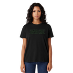 Person wearing a black t-shirt with 'Santa Cruz' text on a white background
