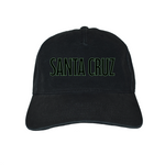 Black cap with 'Santa Cruz' text on a white background