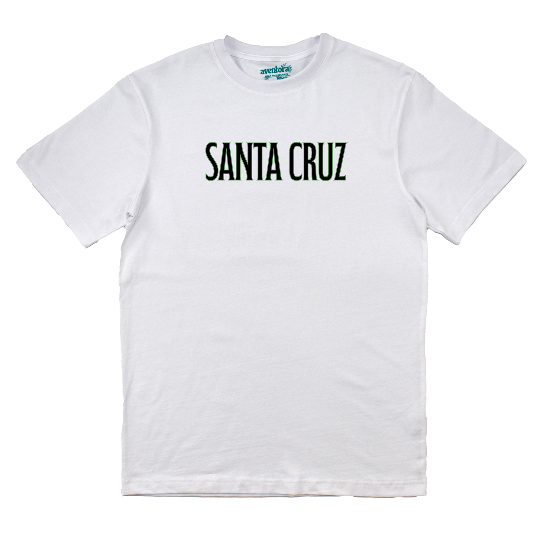 White t-shirt with 'Santa Cruz' logo on a white background