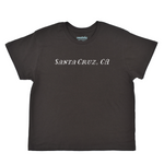 Black t-shirt with 'Santa Cruz, CA' text on a white background
