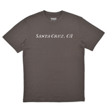 Gray t-shirt with 'Santa Cruz, CA' text on a white background