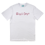 White t-shirt with 'Santa Cruz' logo on a white background