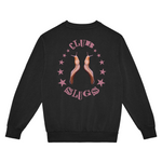 Black sweatshirt with 'Club Slugs' design on a white background