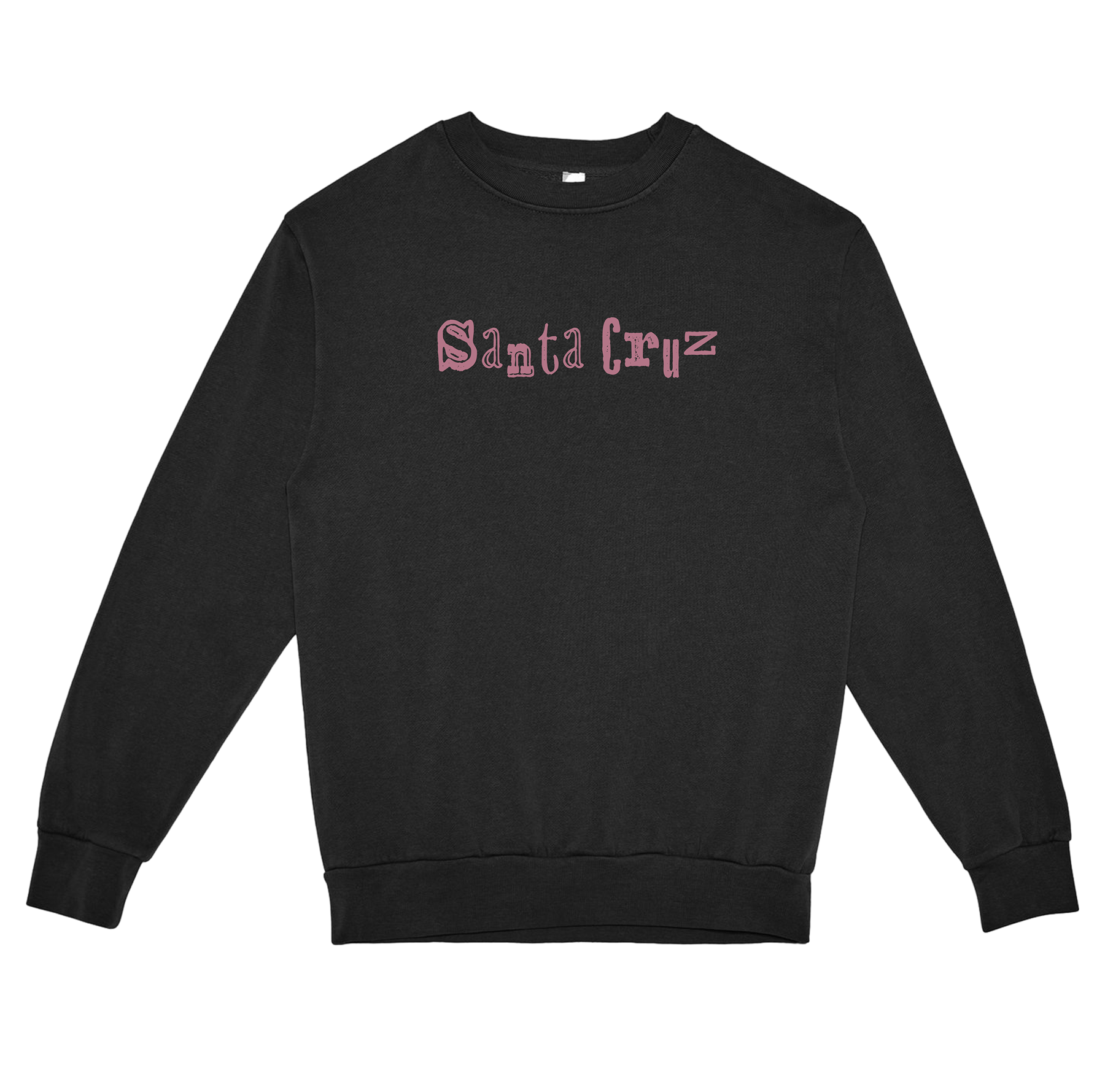 Black sweatshirt with 'Santa Cruz' logo on a white background