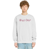 Person wearing a light gray sweatshirt with 'Santa Cruz' logo on a white background