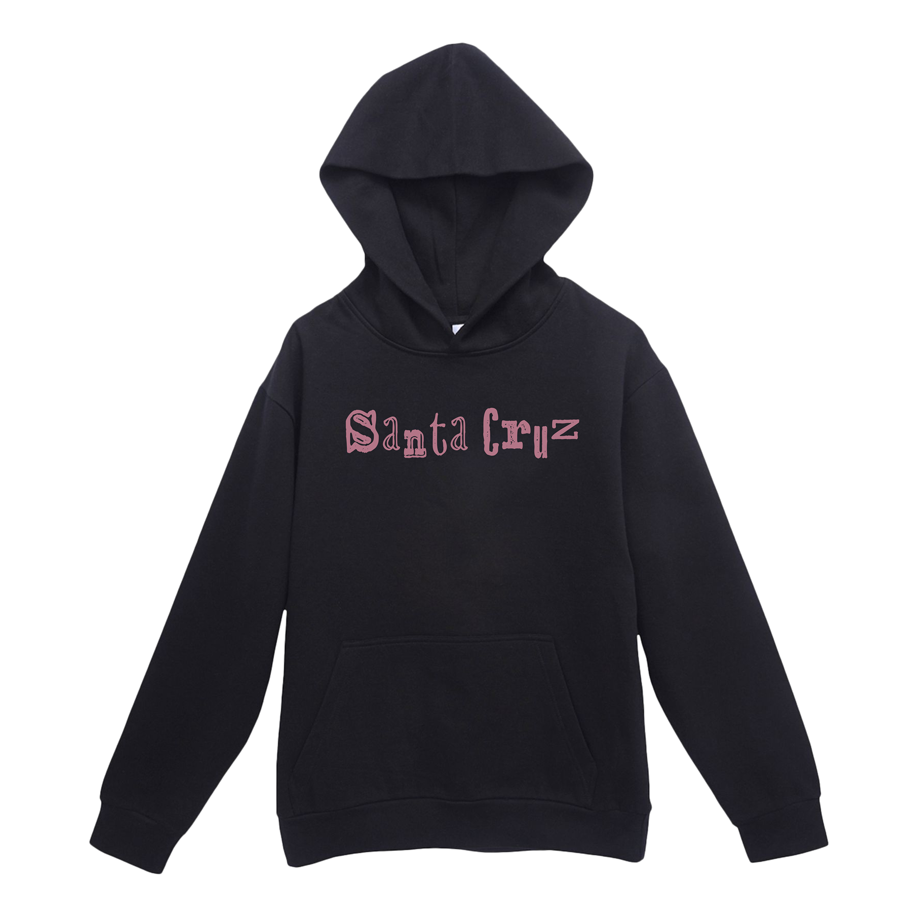 Black hoodie with 'Santa Cruz' logo on a white background