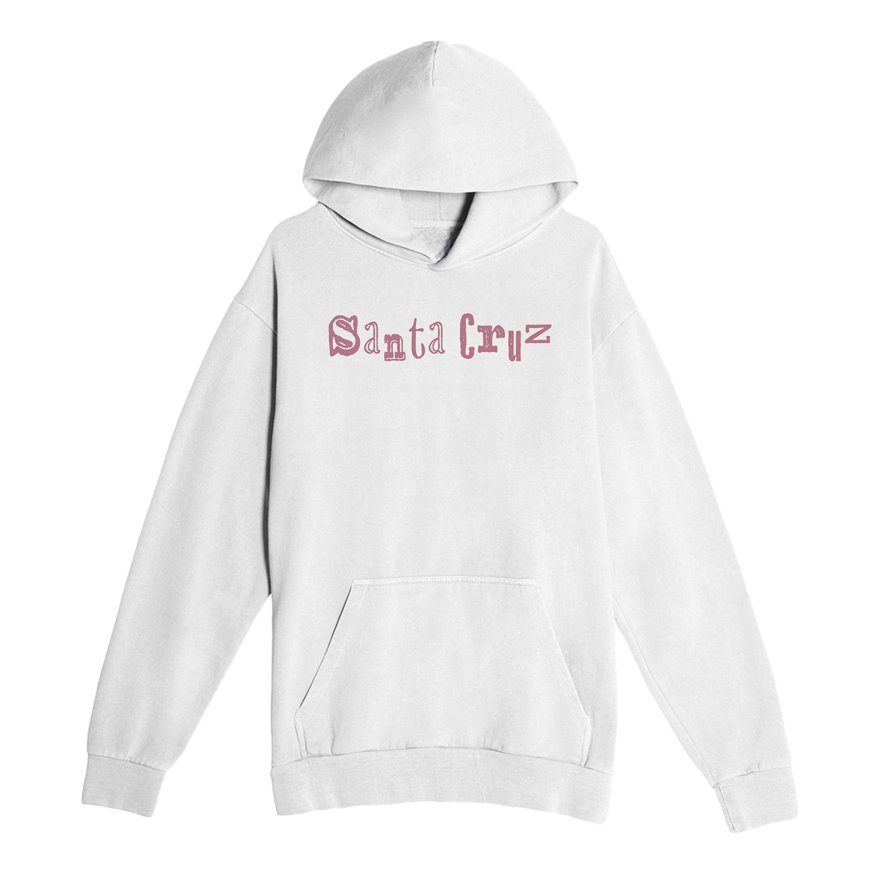 White hoodie with 'Santa Cruz' logo on a white background